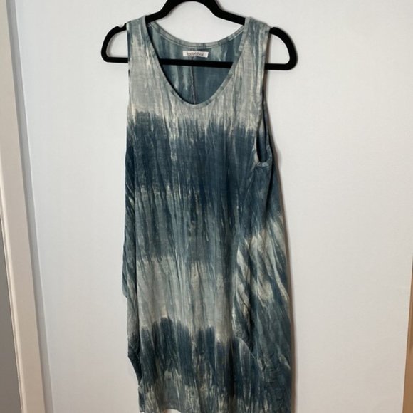 Bacidabali Women Grey Blue Tie Dye Sleeveless Sweater Dress Size Large - Picture 6 of 11